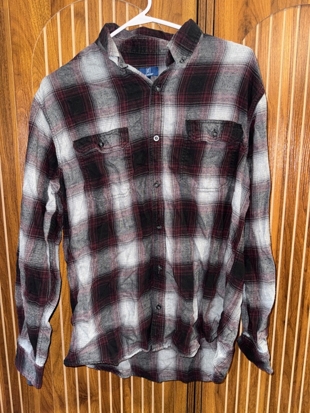 George Men's Plaid Shirt in Black, Gray & Burgundy